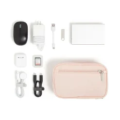 U Brands® Dual Zip Canvas Tech Pouch, 5”H x 2-1/4”W x 7-13/16”D, Dusty Rose Pink