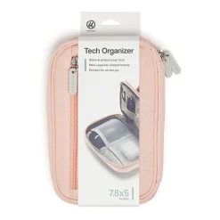 U Brands® Dual Zip Canvas Tech Pouch, 5”H x 2-1/4”W x 7-13/16”D, Dusty Rose Pink