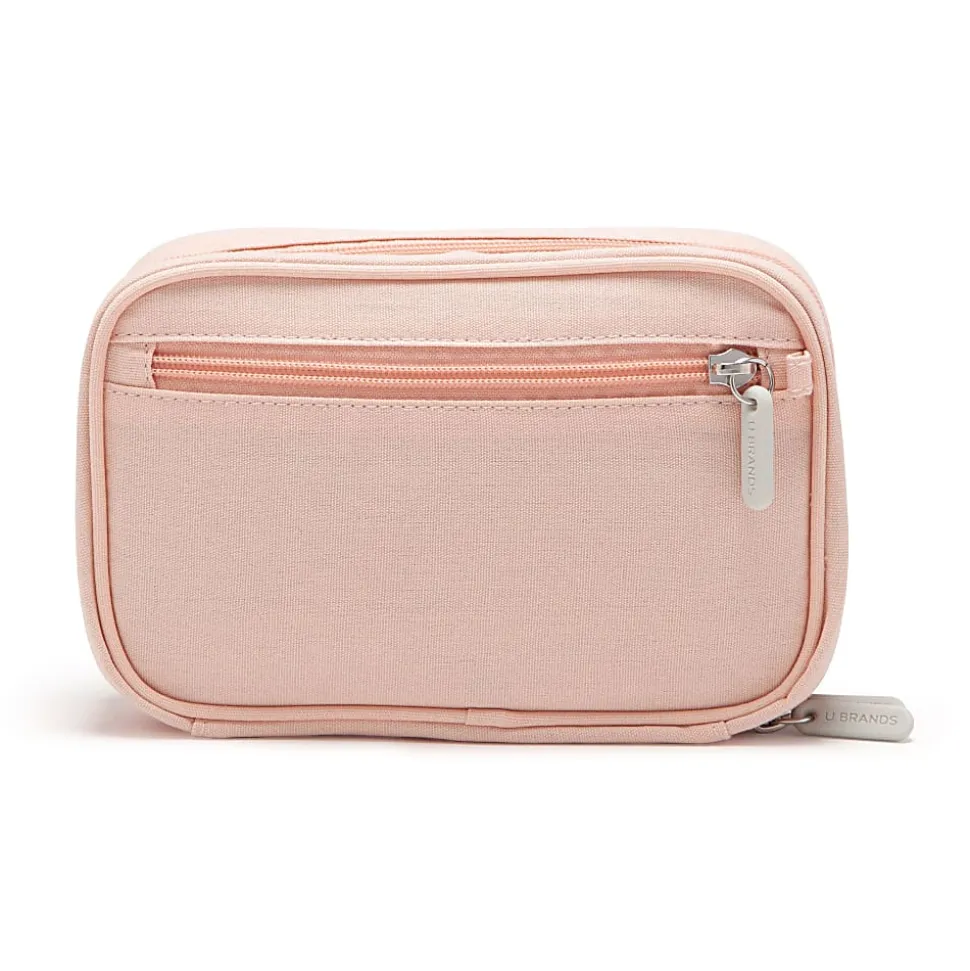 U Brands® Dual Zip Canvas Tech Pouch, 5”H x 2-1/4”W x 7-13/16”D, Dusty Rose Pink