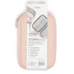 U Brands® Dual Zip Canvas Tech Pouch, 5”H x 2-1/4”W x 7-13/16”D, Dusty Rose Pink