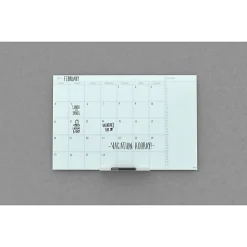 U Brands® Floating Glass Dry-Erase Monthly Calendar Board, 36" X 36", White Frosted Surface, Frameless, Actual Size 35" X 35" (2910U00-01)