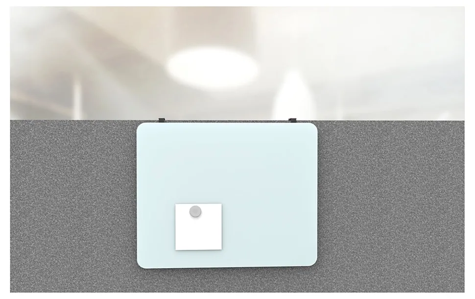 U Brands® Frameless Magnetic Cubicle/Wall Glass Dry Erase Board, 20" X 16", Frosted White