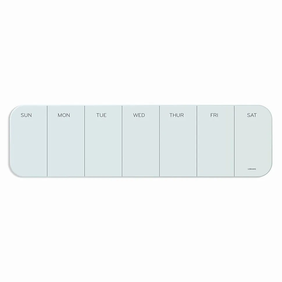 U Brands® Frameless Magnetic Cubical Dry-Erase Weekly Board, 20" x 5 1/2", Frosted White
