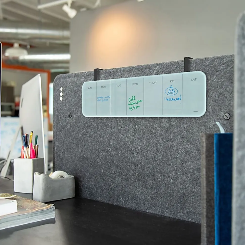 U Brands® Frameless Magnetic Cubical Dry-Erase Weekly Board, 20" x 5 1/2", Frosted White