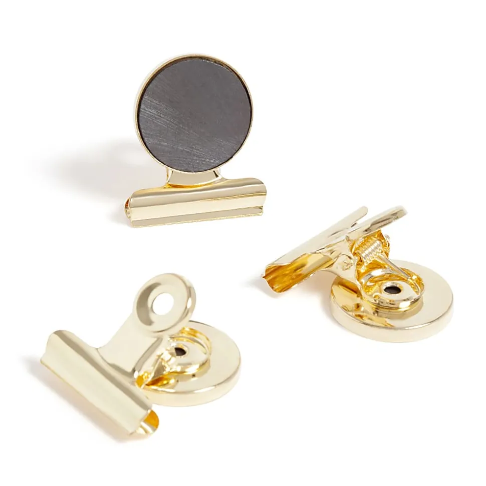 U Brands® Magnetic Bulldog Clips, Gold, Set Of 3 Clips