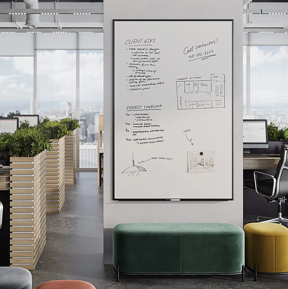 U Brands Magnetic Dry-Erase Board, 72" X 48", Black Aluminum Frame, Actual Size 70" X 47" (2897U00-01)