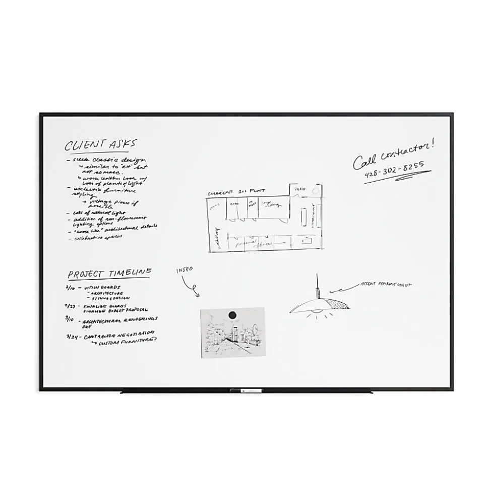 U Brands Magnetic Dry-Erase Board, 72" X 48", Black Aluminum Frame, Actual Size 70" X 47" (2897U00-01)