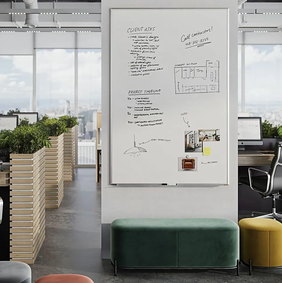 U Brands Magnetic Dry-Erase Board, 72" X 48", Silver Aluminum Frame, Actual Size 70" X 47" (073U00-01)