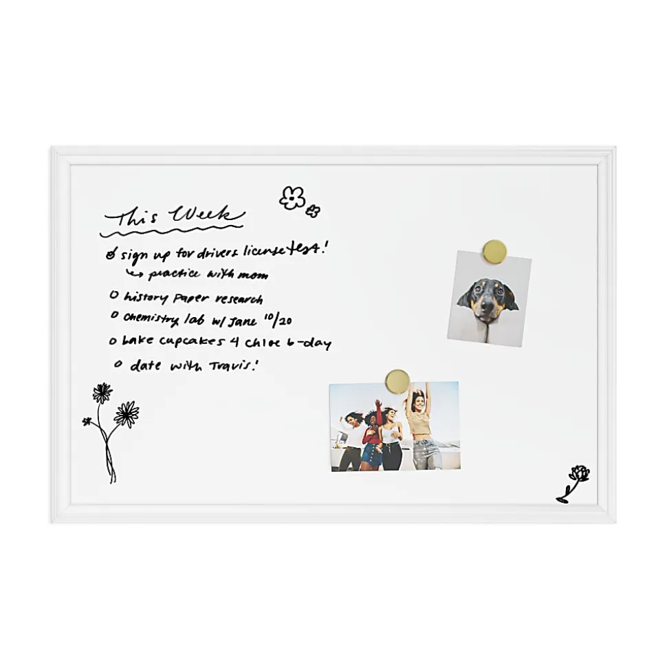 U Brands Magnetic Dry-Erase Board, 30" X 20", White Décor Frame (2071U00-01)