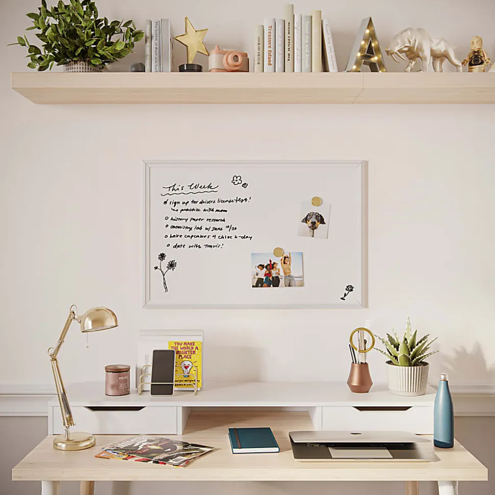 U Brands Magnetic Dry-Erase Board, 30" X 20", White Décor Frame (2071U00-01)