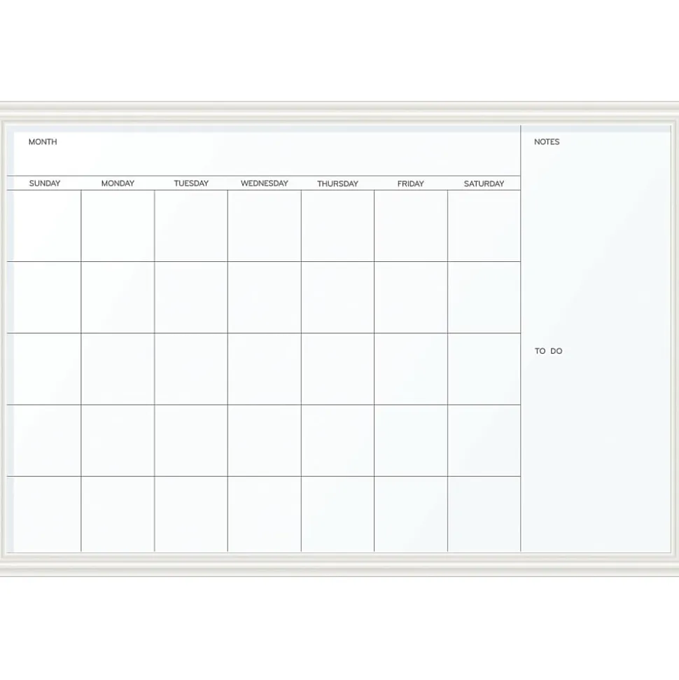 U Brands Magnetic Dry-Erase Monthly Calendar, 30" X 20", White Décor Frame (2075U00-01)