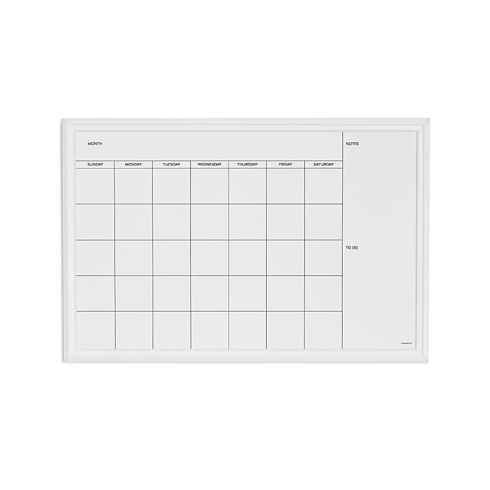 U Brands Magnetic Dry-Erase Monthly Calendar, 30" X 20", White Décor Frame (2075U00-01)