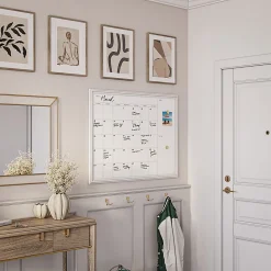 U Brands Magnetic Dry-Erase Monthly Calendar Board, 40" X 30", White Décor Frame (2918U00-01)