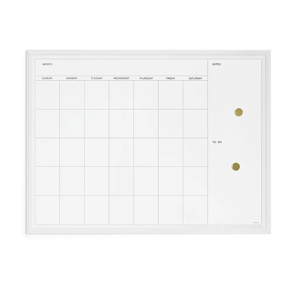 U Brands Magnetic Dry-Erase Monthly Calendar Board, 40" X 30", White Décor Frame (2918U00-01)