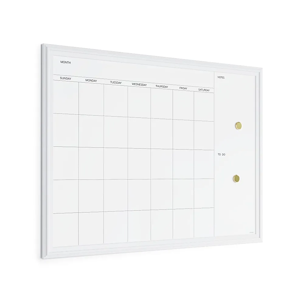 U Brands Magnetic Dry-Erase Monthly Calendar Board, 40" X 30", White Décor Frame (2918U00-01)