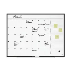 U Brands Magnetic Dry-Erase Monthly Calendar Board, 48" X 36", Black Aluminum Frame, Actual Size 47" X 35" (2900U00-01)