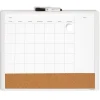 U Brands® Magnetic Dry-Erase Monthly Calendar Board With Cork Bulletin Strip, 20" x 16", Framed, White/Brown