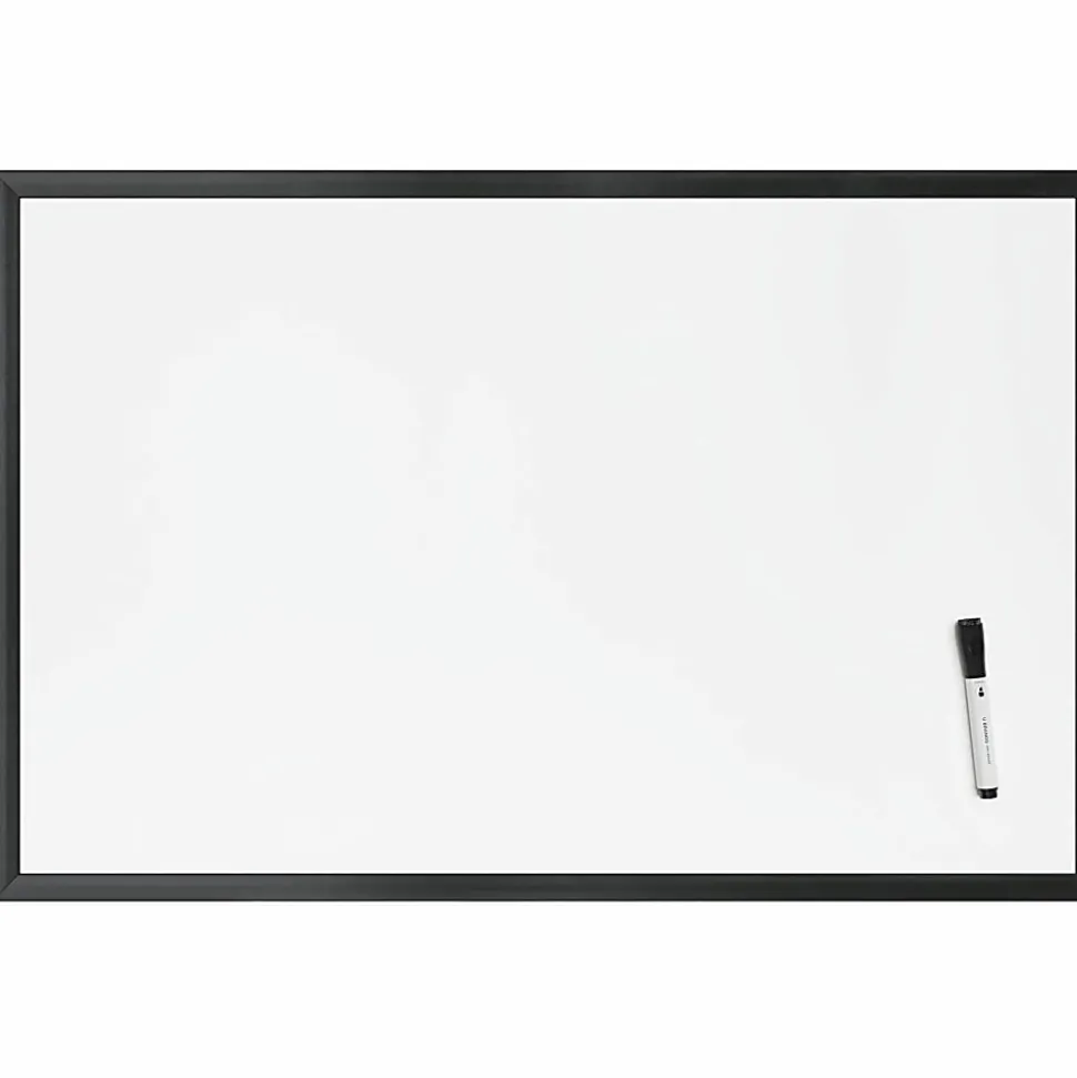 U Brands Magnetic Dry-Erase Whiteboard, 23" x 35", Black Wood Frame