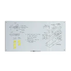 U Brands® Magnetic Glass Dry-Erase Board, 72" X 36", White Frosted Surface, Frameless, Actual Size 70" X 35" (2300U00-01)