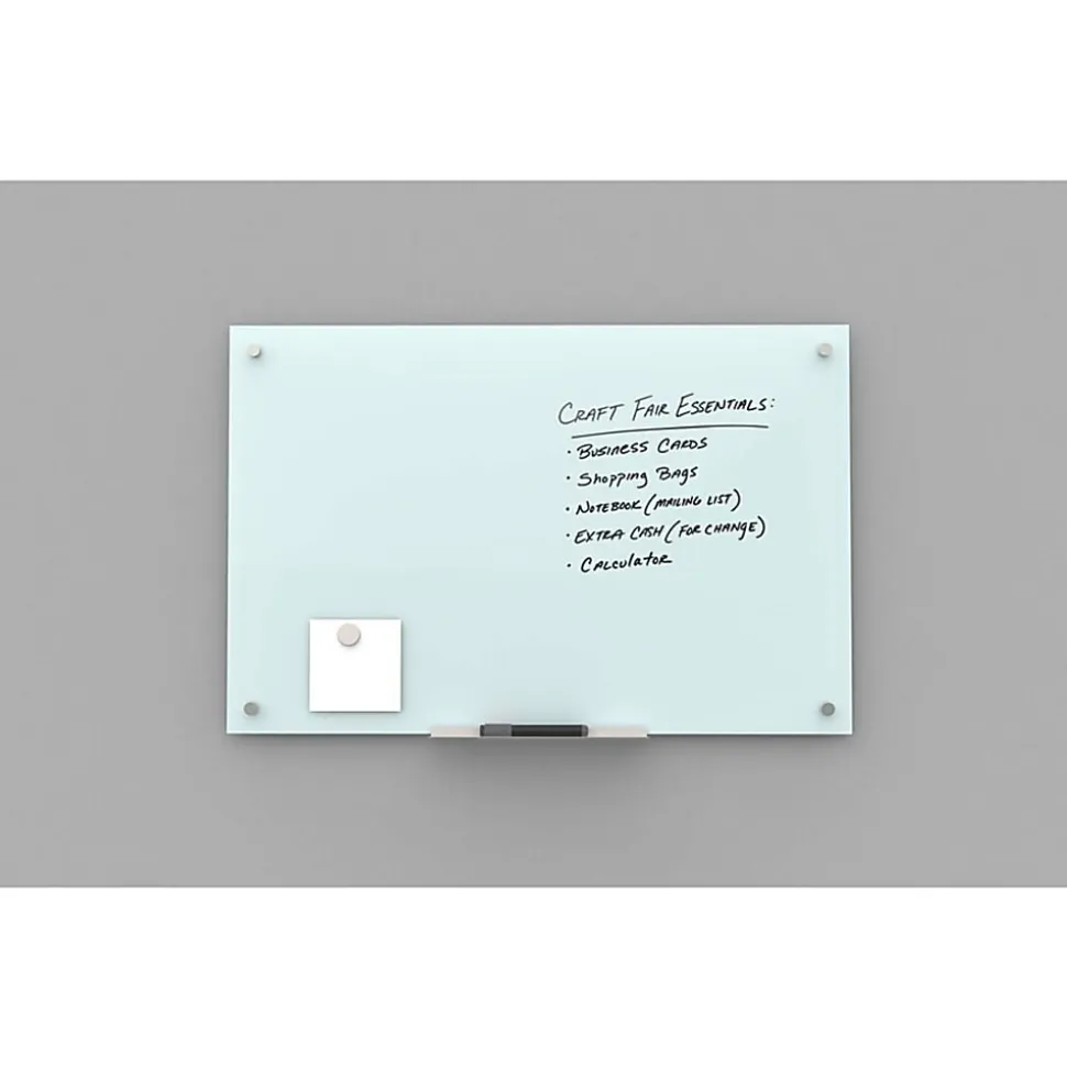 U Brands® Magnetic Glass Dry-Erase Board, 72" X 48", White Frosted Surface, Frameless, Actual Size 70" X 47" (2301U00-01)