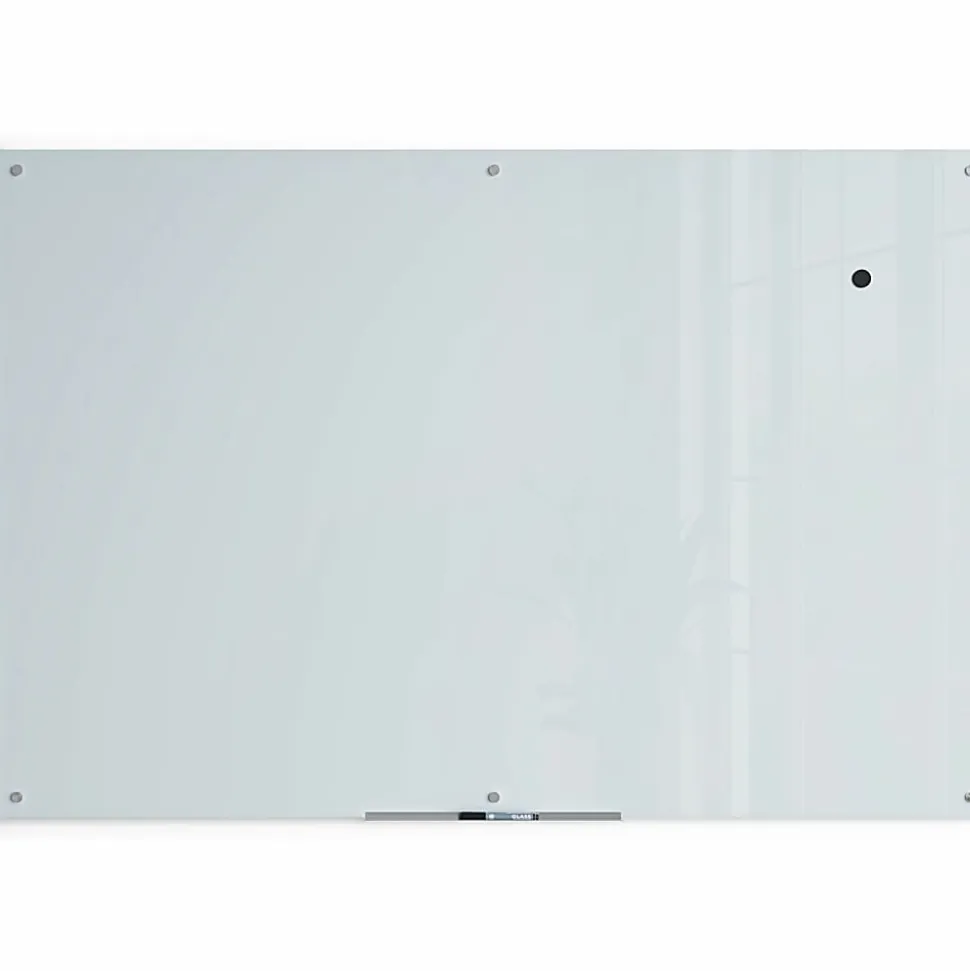 U Brands® Magnetic Glass Dry-Erase Board, 72" X 48", White Frosted Surface, Frameless, Actual Size 70" X 47" (2301U00-01)