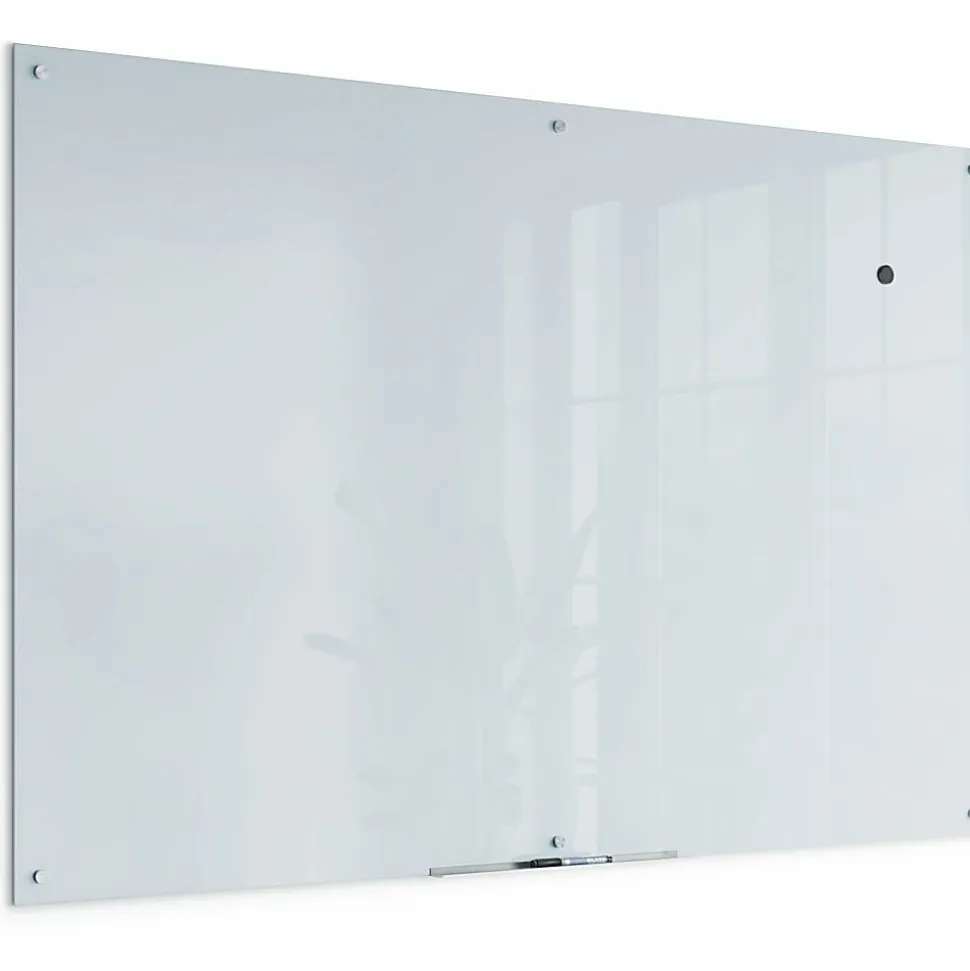 U Brands® Magnetic Glass Dry-Erase Board, 72" X 48", White Frosted Surface, Frameless, Actual Size 70" X 47" (2301U00-01)
