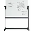U Brands Magnetic Glass Dry-Erase Board Rolling Easel, 48" X 36", White Frosted Surface, Actual Size 47" X 35" (2368U00-01)