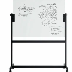 U Brands Magnetic Glass Dry-Erase Board Rolling Easel, 48" X 36", White Frosted Surface, Actual Size 47" X 35" (2368U00-01)