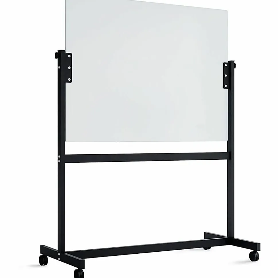 U Brands Magnetic Glass Dry-Erase Board Rolling Easel, 48" X 36", White Frosted Surface, Actual Size 47" X 35" (2368U00-01)