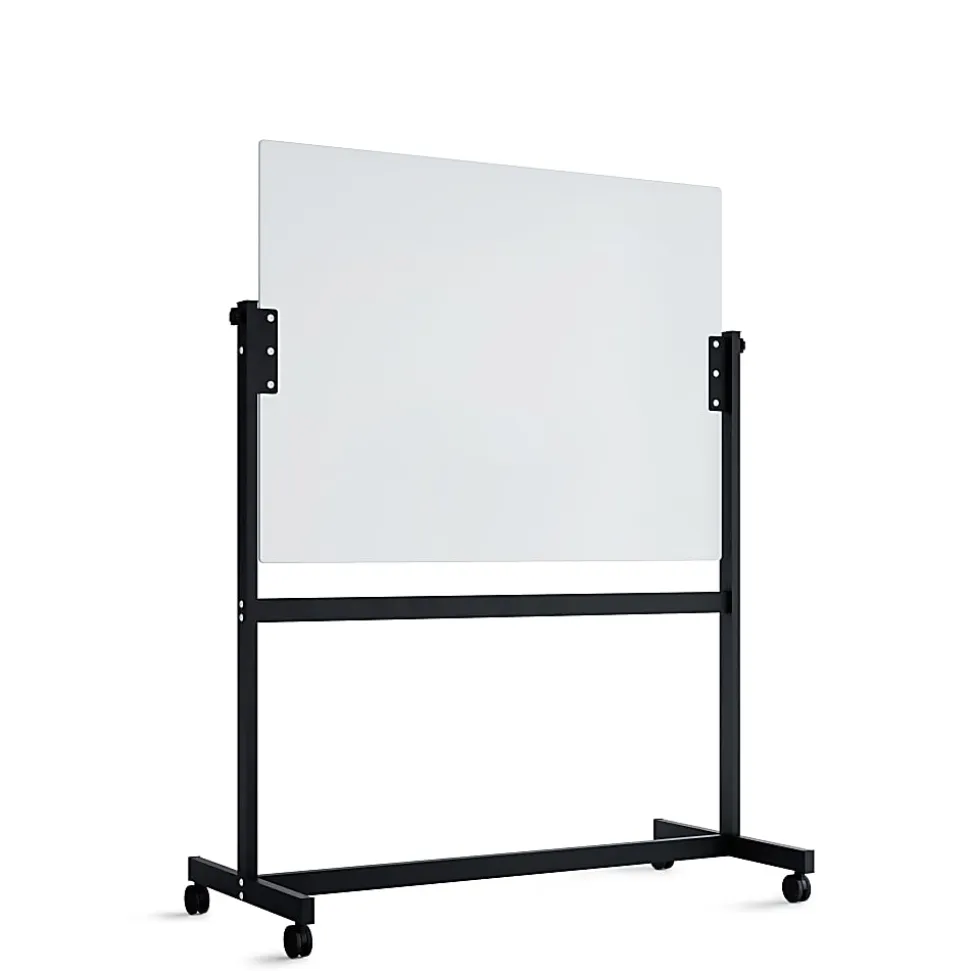 U Brands Magnetic Glass Dry-Erase Board Rolling Easel, 48" X 36", White Frosted Surface, Actual Size 47" X 35" (2368U00-01)