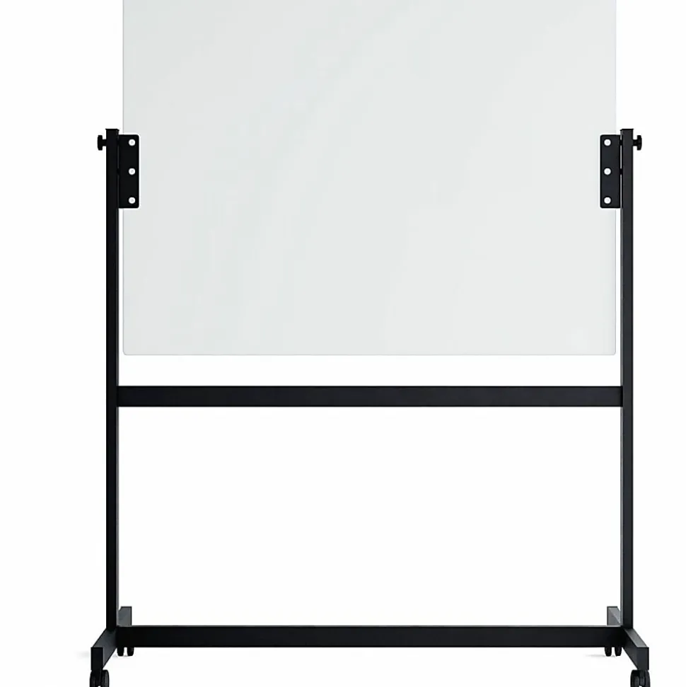 U Brands Magnetic Glass Dry-Erase Board Rolling Easel, 48" X 36", White Frosted Surface, Actual Size 47" X 35" (2368U00-01)