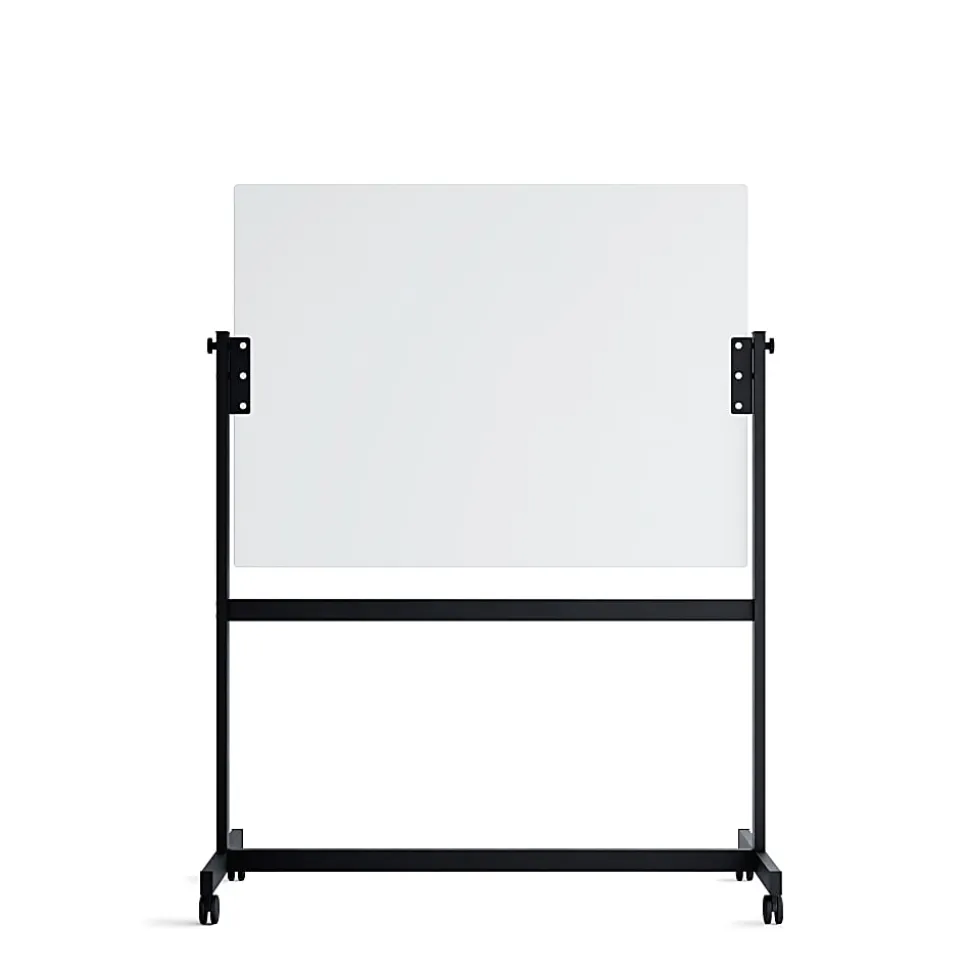 U Brands Magnetic Glass Dry-Erase Board Rolling Easel, 48" X 36", White Frosted Surface, Actual Size 47" X 35" (2368U00-01)