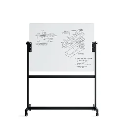 U Brands Magnetic Glass Dry-Erase Board Rolling Easel, 48