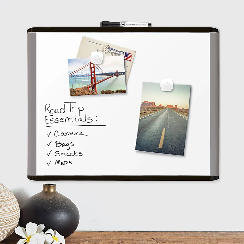 U Brands Magnetic Mod Dry-Erase Board, 20" X 16", Black and Gray Frame (381U00-01)