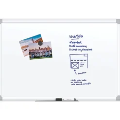 U Brands Magnetic Porcelain Steel Board, 36" X 24", White Aluminum Frame, Actual Size 35" X 23" (4899U00-01)