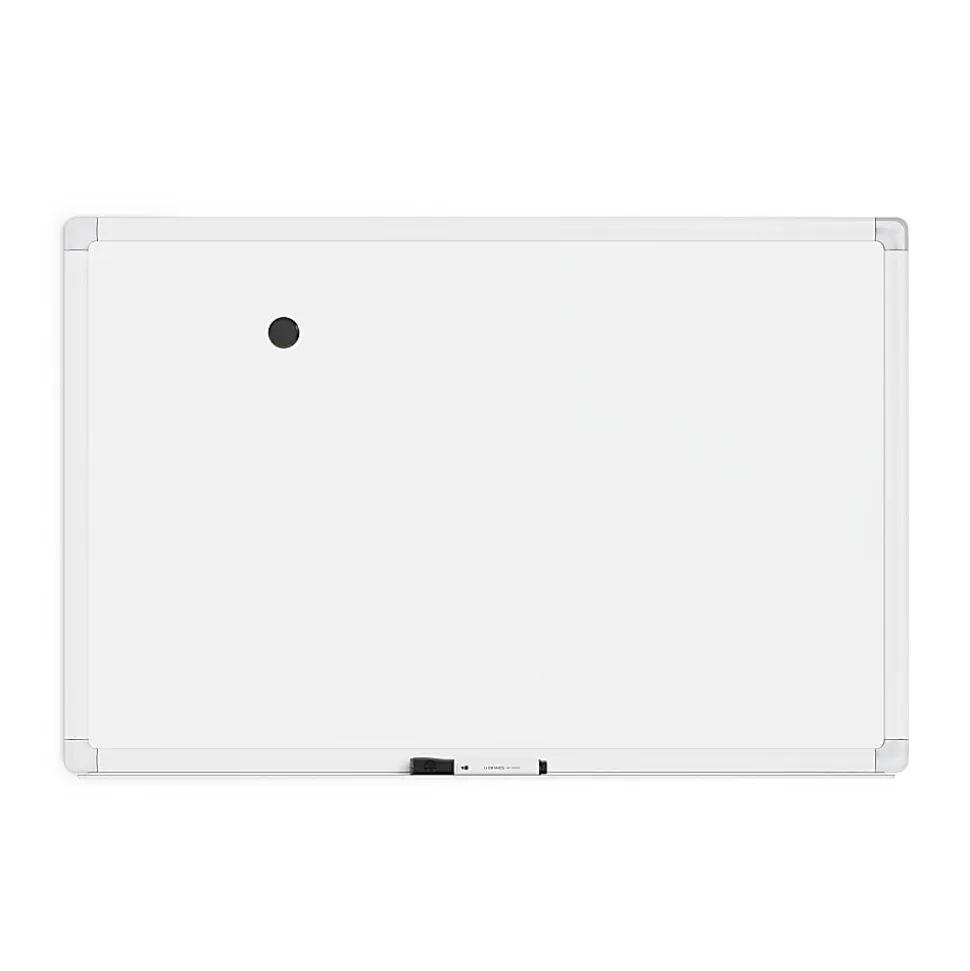U Brands Magnetic Porcelain Steel Board, 36" X 24", White Aluminum Frame, Actual Size 35" X 23" (4899U00-01)