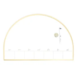U Brands® Magnetic Weekly Planner Dry Erase Board, 23" W x 15"H, Gold Metal Arch Frame