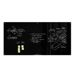 U BrandsĀ® Non-Magnetic Glass Dry-Erase Board, 96" X 48", Black Surface, Frameless, Actual Size 95" X 47" (3015U00-01)