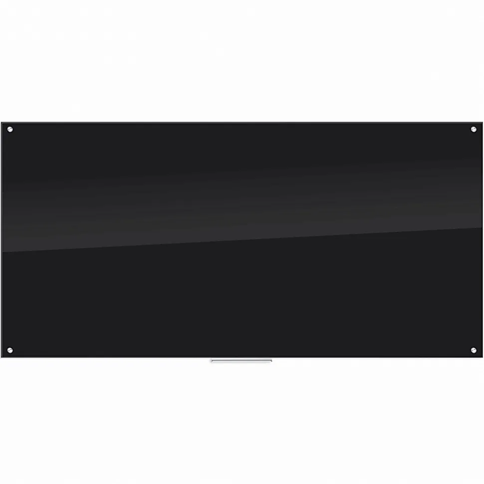 U Brands® Non-Magnetic Glass Dry-Erase Board, 96" X 48", Black Surface, Frameless, Actual Size 95" X 47" (3015U00-01)