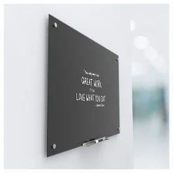 U Brands® Non-Magnetic Glass Dry-Erase Board, 72" X 48", Black Surface, Frameless, Actual Size 70" X 47" (173U00-01)