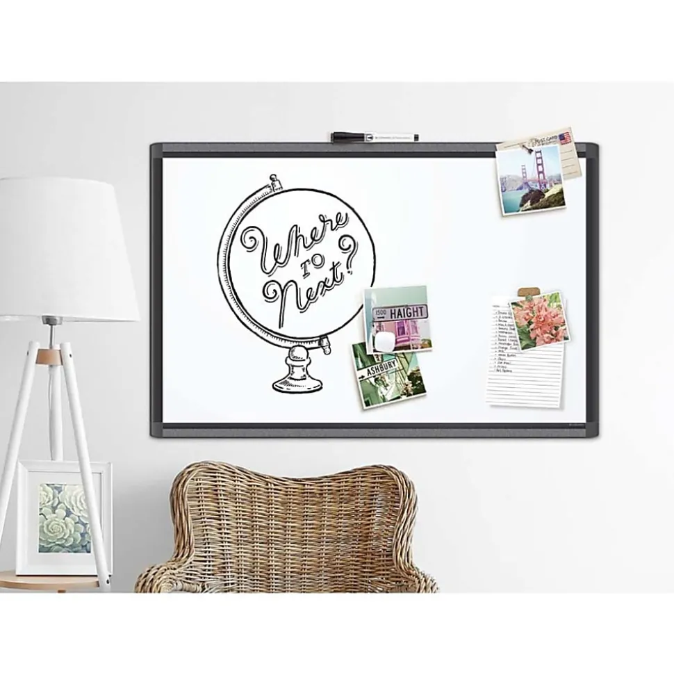 U Brands PINIT Magnetic Dry-Erase Board, 96" X 48", Black Aluminum Frame, Actual Size 95" X 47" (3013U00-01)