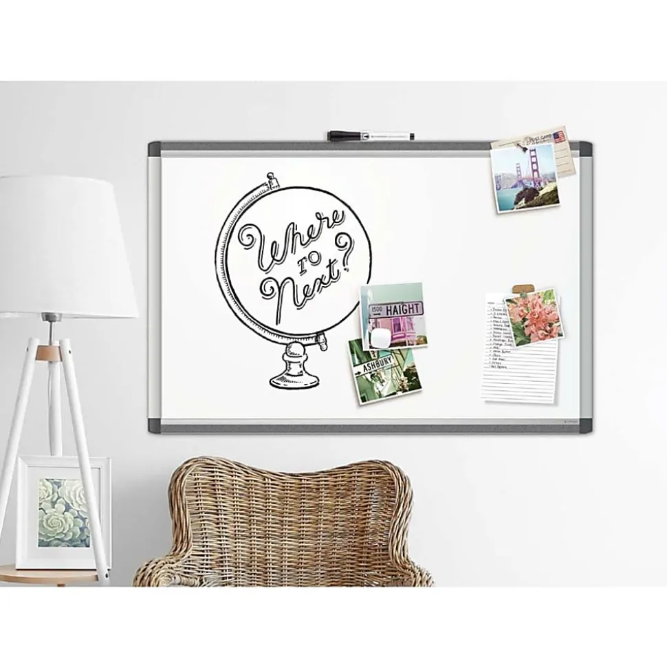 U Brands PINIT Magnetic Dry-Erase Board, 72" X 48", Silver Aluminum Frame, Actual Size 70" X 47" (2808U00-01)