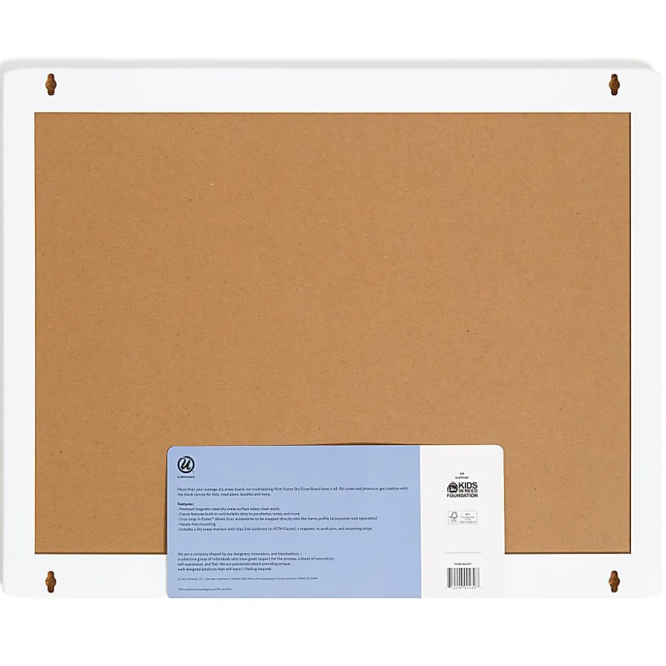 U Brands PINIT Magnetic Dry-Erase Value Pack, 16"x20" - 20" (1.7 ft)x 16" (1.3 ft) - White Painted Steel Surface - 430T0004