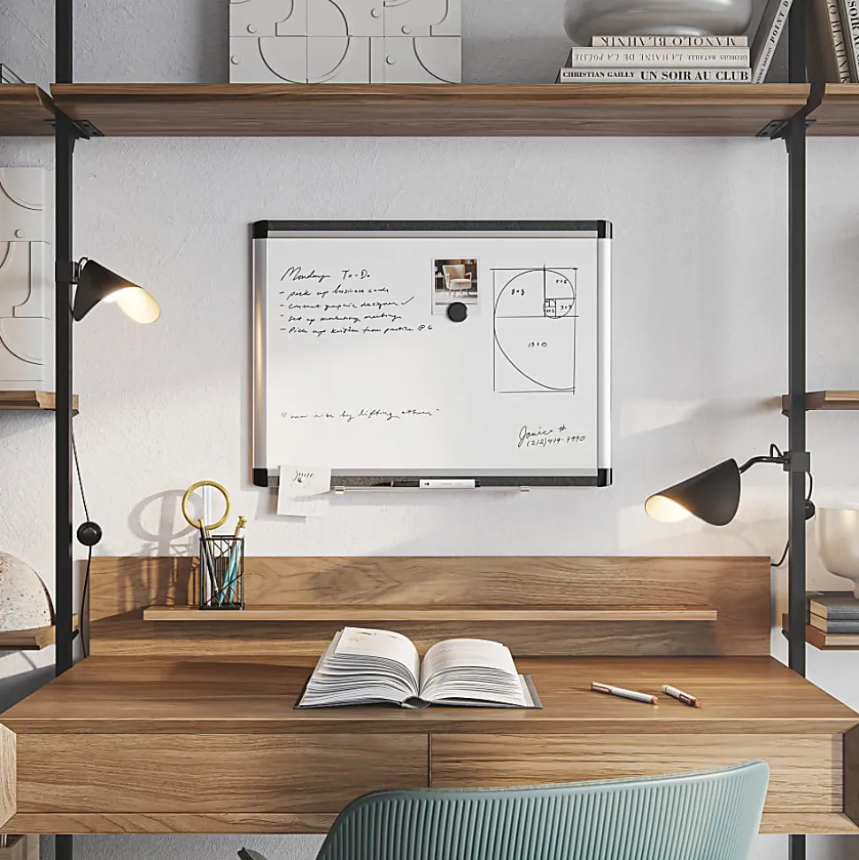 U Brands PINIT Magnetic Dry-Erase Board, 24" X 18", Silver Aluminum Frame, Actual Size 23" X 17" (2804U00-01)