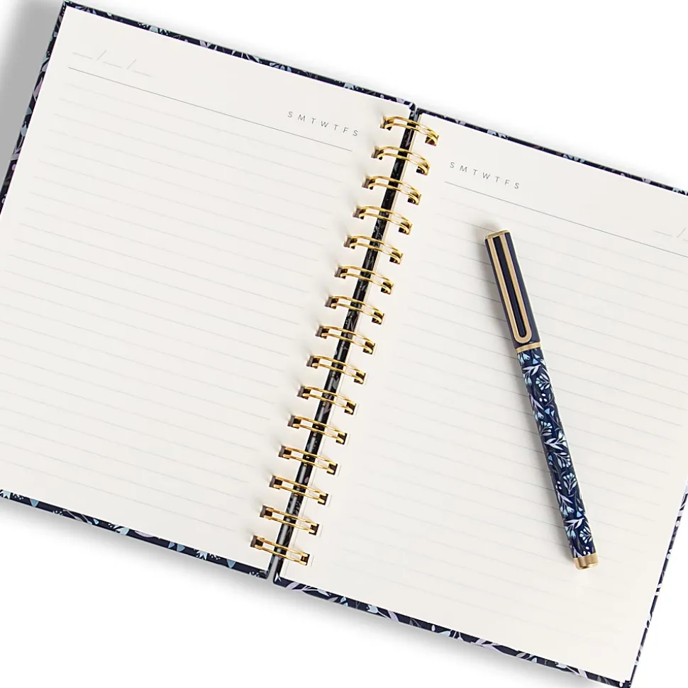 U Brands® Spiral Journal And Catalina Pen Set, 6" x 8", College Rule, 150 Pages (75 Sheets), Navy Floral
