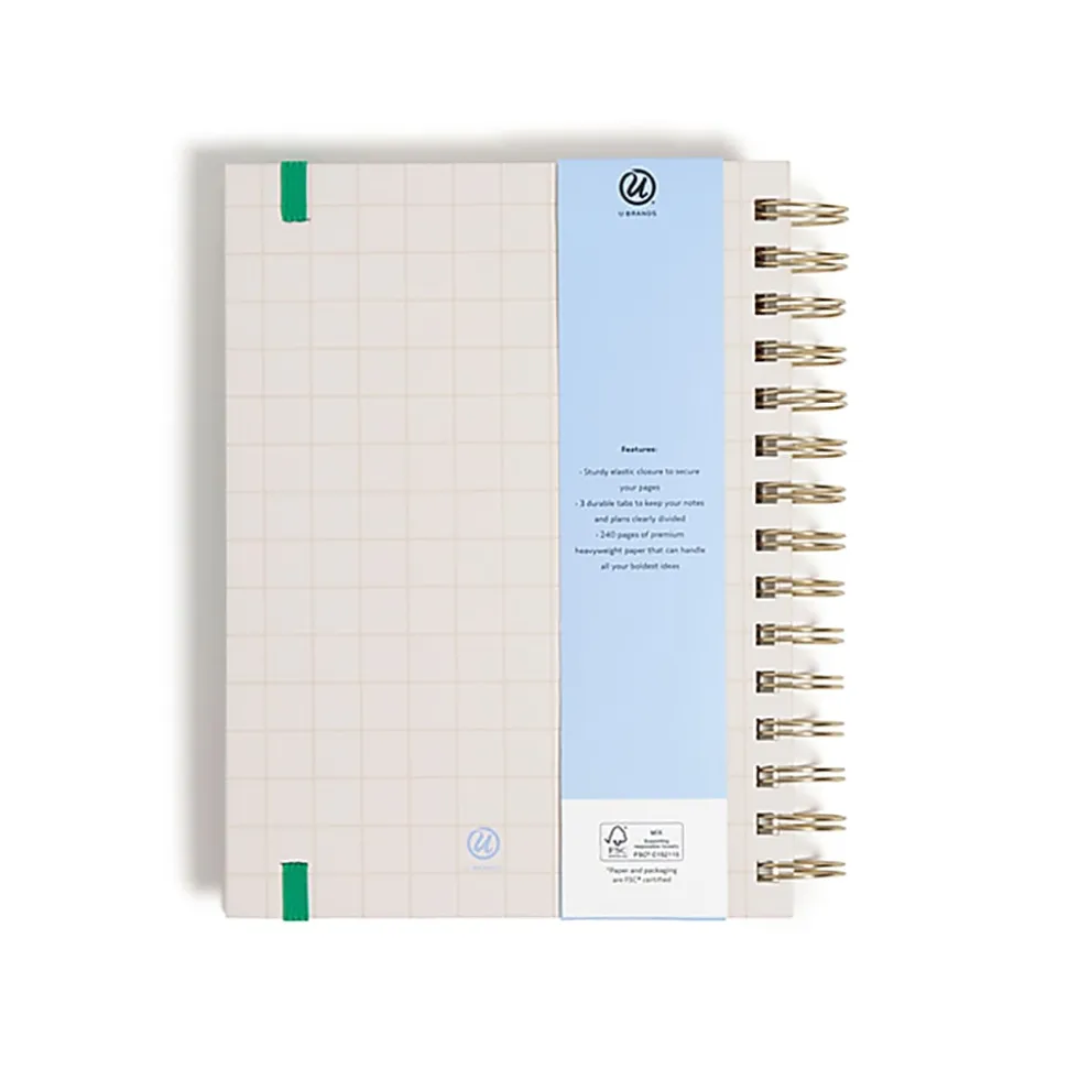 U Brands® Spiral Journal With 3 Tab Dividers, 6" x 8", Wellness Design, Total Qty 1
