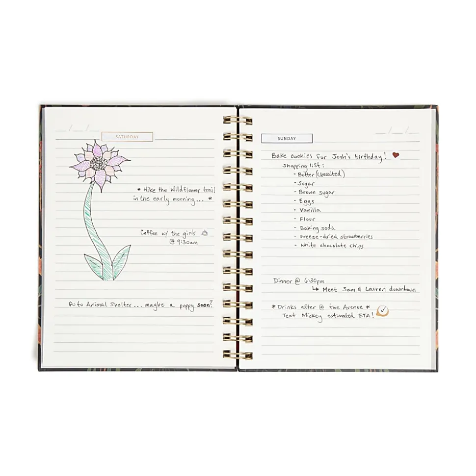 U Brands® Spiral Journal, 6" x 8", College Rule, 150 Pages (75 Sheets), Black Botanical Studies
