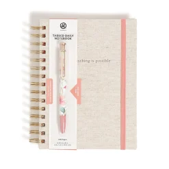 U Brands® 3-Tab Spiral Journal And Monterey Pen Set, 6” x 8”, College Rule, 240 Pages (120 Sheets), Linen Botanical Studies