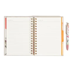 U Brands® 3-Tab Spiral Journal And Monterey Pen Set, 6” x 8”, College Rule, 240 Pages (120 Sheets), Linen Botanical Studies