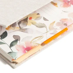 U Brands® 3-Tab Spiral Journal And Monterey Pen Set, 6” x 8”, College Rule, 240 Pages (120 Sheets), Linen Botanical Studies